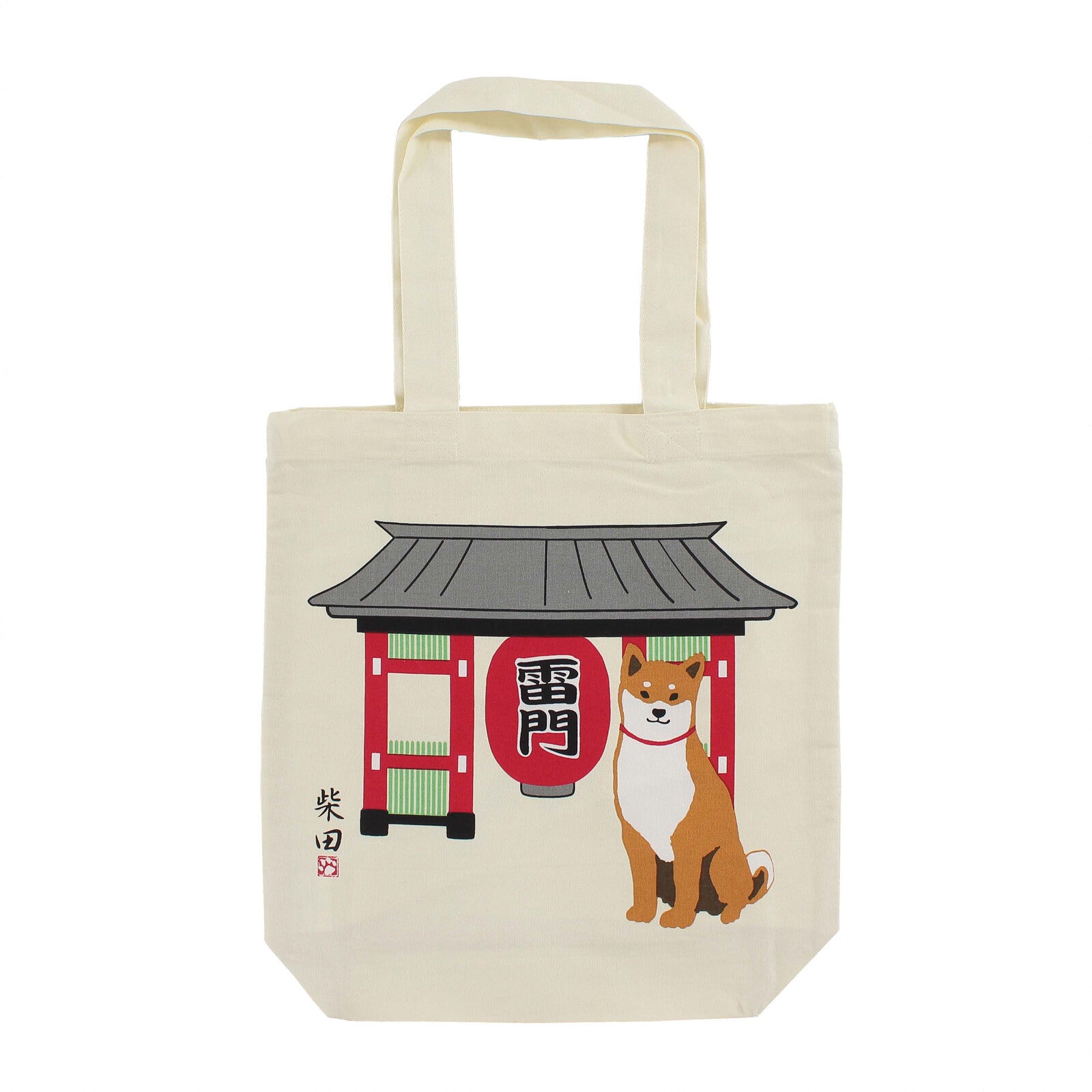 Japanese Shiba Inu and Temple Tote Bag