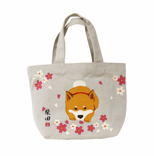 Japanese Shiba Inu Sakura Tote Bag Small