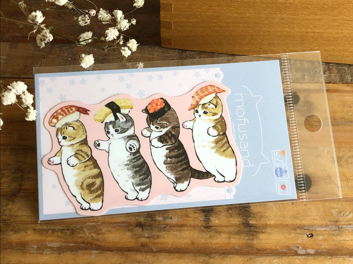 Mofusand Sushi Hats Sticker